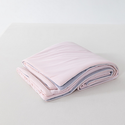 吾诺 2025 锦氨凉感夏被双感被大豆夏被子被芯凉感丝夏被瓜瓜被 浅粉-浅灰
