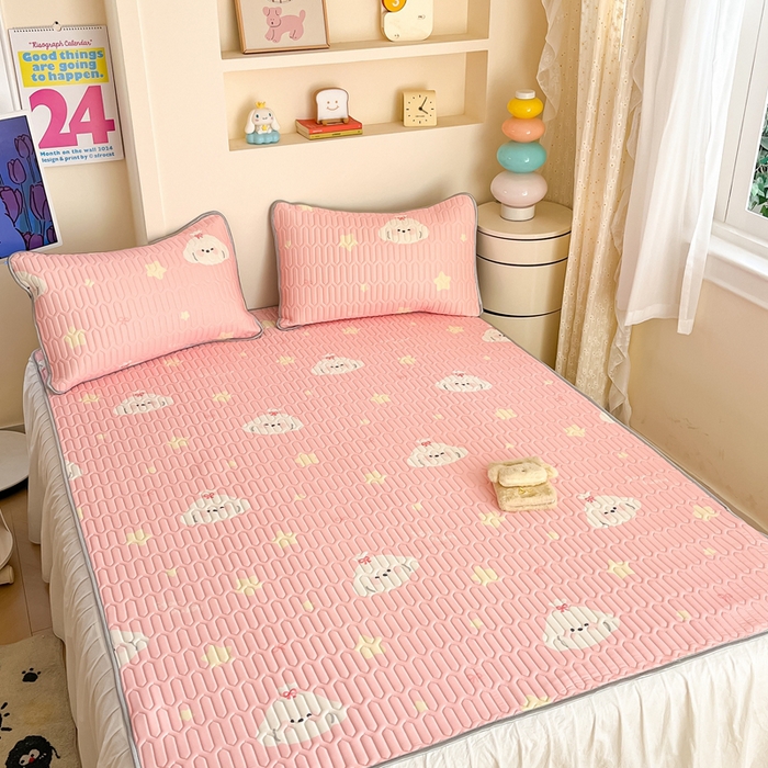 91家纺网 家纺一手货源 找家纺 川悦生活 2025新款小阪凉感丝印花凉席 星梦小狗