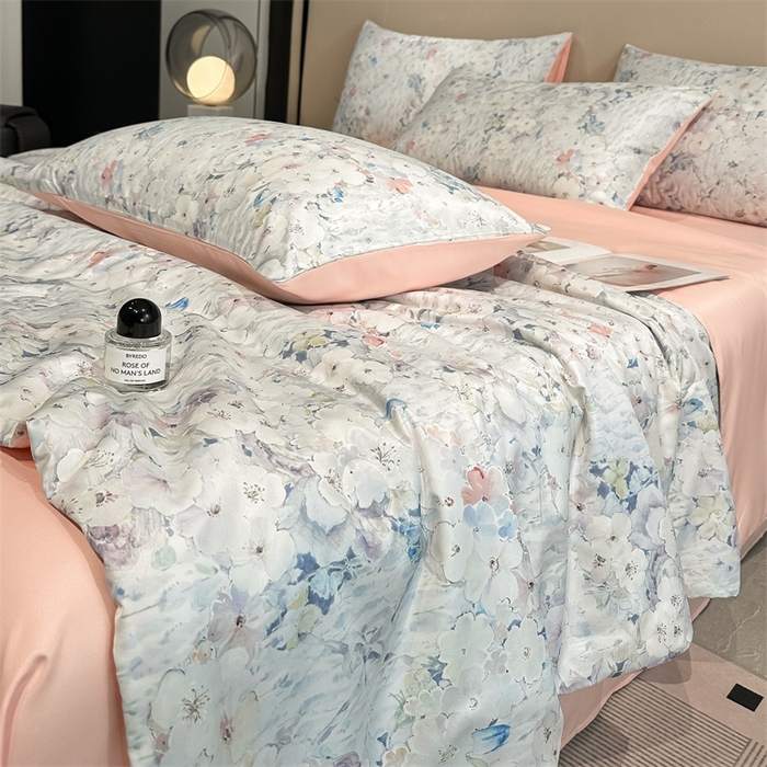 91家纺网 家纺一手货源 找家纺 笙意家纺  2025新款水洗真丝数码印花暗盒款夏被 乔温