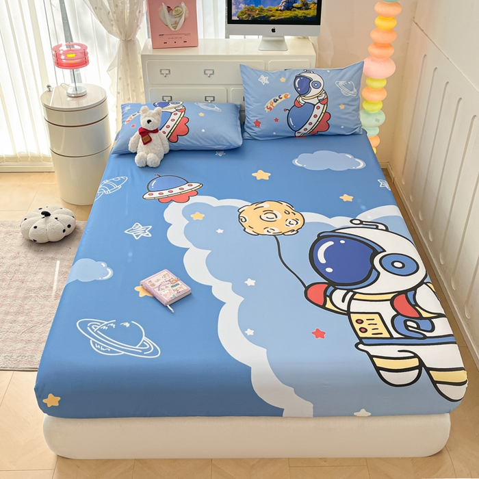 91家纺网 家纺一手货源 找家纺 金爱家2025新款全棉大版印花单品系列-纯棉太空人 单品-环游太空人