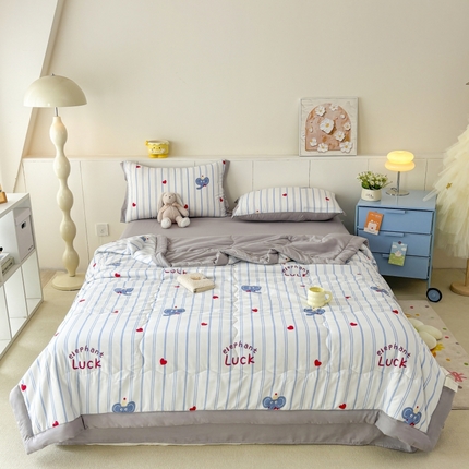 梦舒羽2025新款小清新系列水洗棉夏被 爱心小象