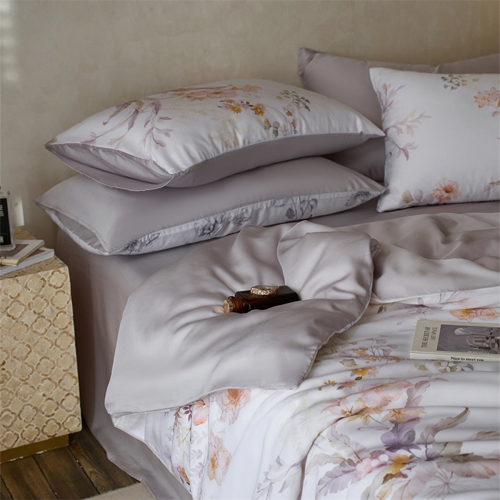 91家纺网 家纺一手货源 找家纺 时年家纺 2025新款莱赛尔天丝印花系列四件套烟花间