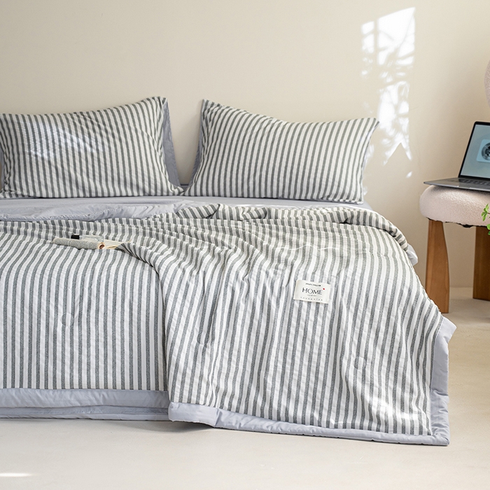 91家纺网 家纺一手货源 找家纺 吾诺 2025 色织立体泡泡棉彩虹系列大豆夏被子被芯夏凉被空调被 彩虹-灰