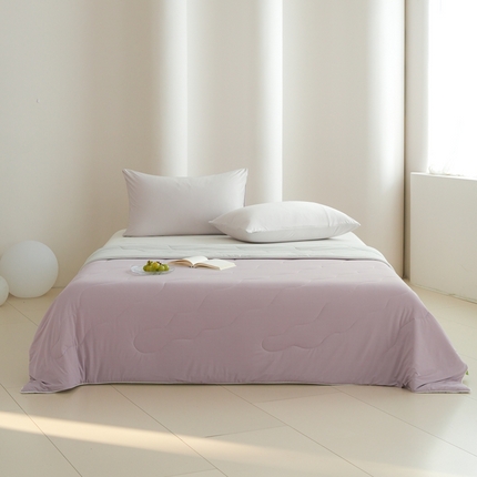 丽卡家纺2025新款好爽鸭锦氨凉感夏被子被芯 藕紫+浅灰