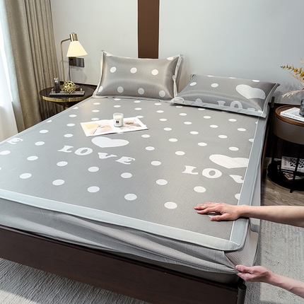 91家纺网 家纺一手货源 找家纺 （总）摩妮卡 2025新款碳光席床笠三件套可洗冰丝席