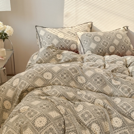 91家纺网 家纺一手货源 找家纺 （总）2025全棉双层纱贝壳边四件套