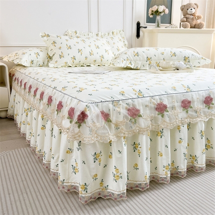 91家纺网 家纺一手货源 找家纺 （总） 十个点 2025新款全棉纯棉蕾丝花边床裙