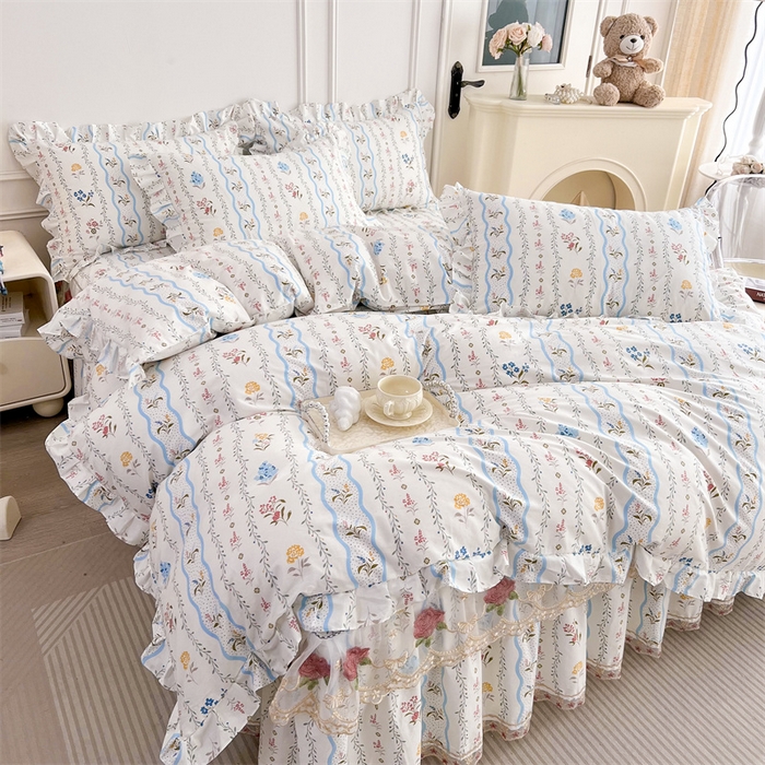 91家纺网 家纺一手货源 找家纺  十个点 2025新款全棉纯棉蕾丝花边床裙 云梦星河