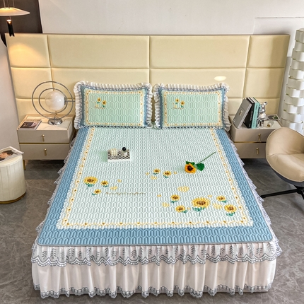 91家纺网 家纺一手货源 找家纺 （总）麋兔 2026新款冰丝床裙乳胶凉席【控价】