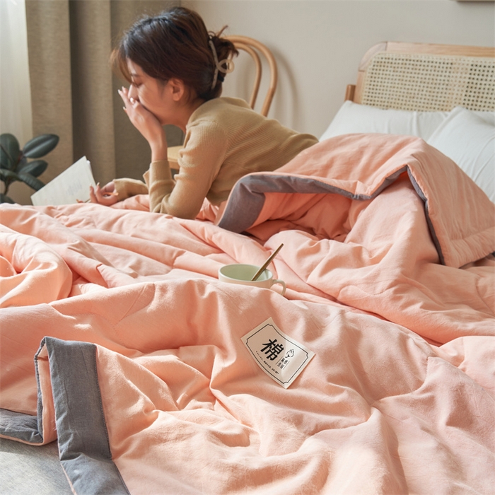 91家纺网 家纺一手货源 找家纺 金鹰 2025新款A类纯棉水洗棉色织棉花夏被全棉空调被夏凉被 优雅玉