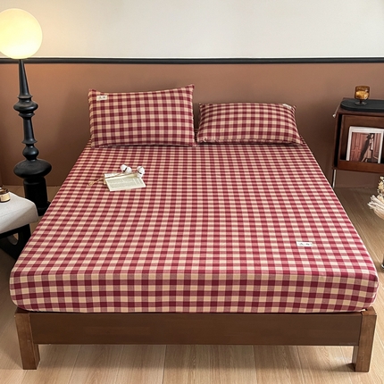 21度C 2025复古风全棉母婴级床笠 夏沫红