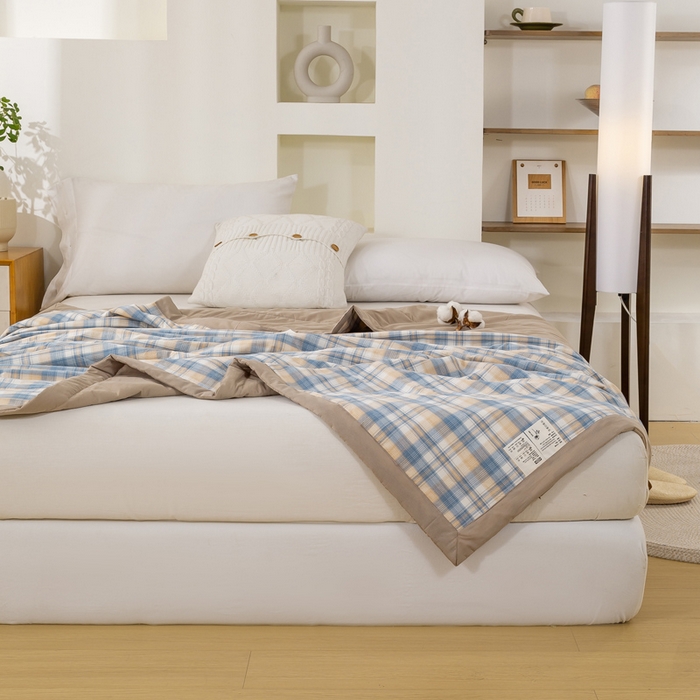 91家纺网 家纺一手货源 找家纺 美梦之都2025新款A类色织水洗棉夏被新疆棉花被空调被夏凉被被子被芯 贝拉-咖