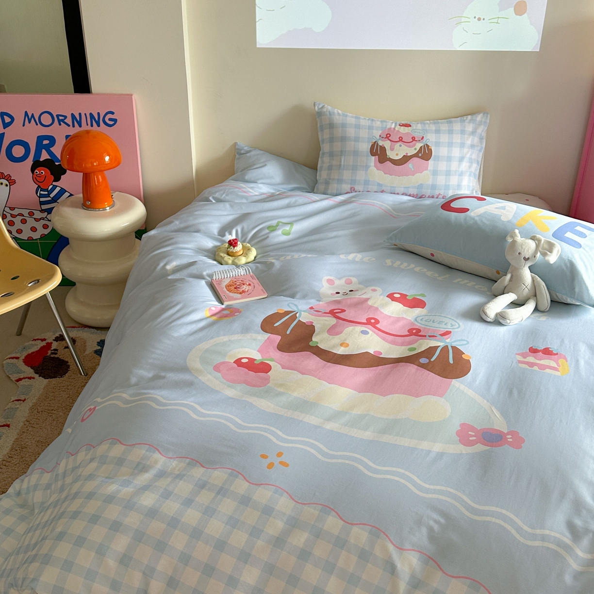 91家纺网 家纺一手货源 找家纺 美乐迪家纺 2025新款大版全棉四件套 甜蜜蛋糕