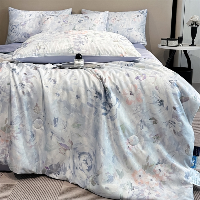 91家纺网 家纺一手货源 找家纺 笙意家纺  2025新款水洗真丝数码印花暗盒款夏被 玫丽盛宴