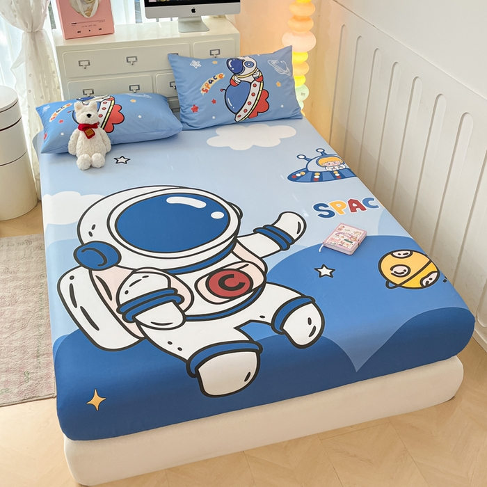 91家纺网 家纺一手货源 找家纺 金爱家2025新款全棉大版印花单品系列-纯棉太空人 单品-星球太空人