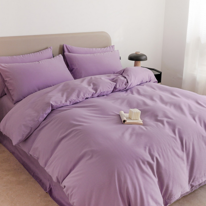 91家纺网 家纺一手货源 找家纺 2025年纯色双拼60支纯棉被套 丁香紫
