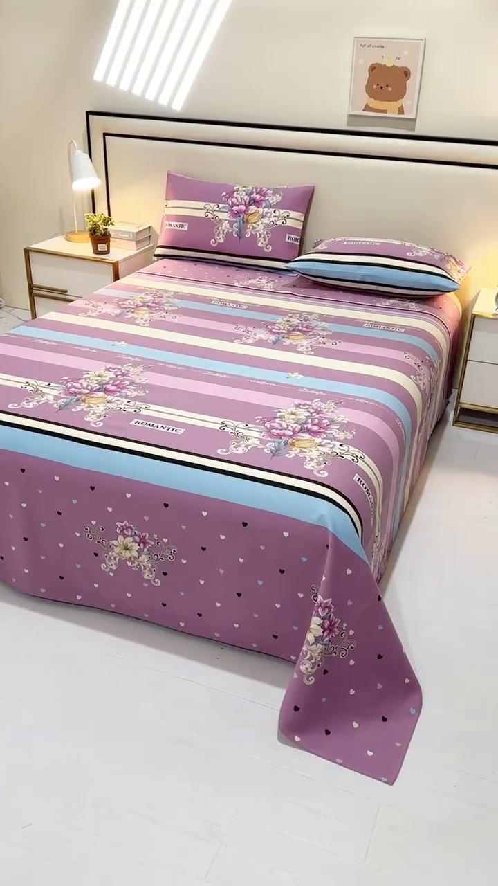 91家纺网 家纺一手货源 找家纺 望淮家纺 2025新款老粗布凉席床单三件套 花韵