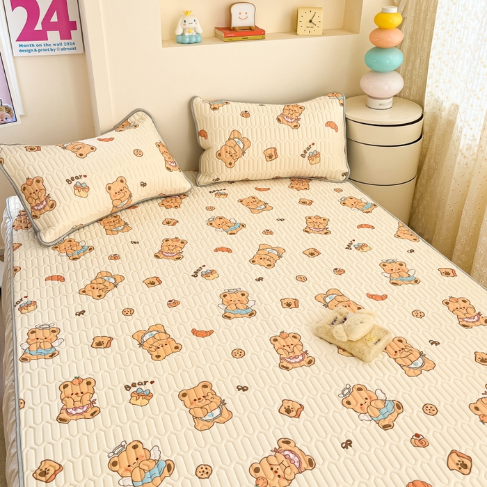 91家纺网 家纺一手货源 找家纺 川悦生活 2025新款小阪凉感丝印花凉席 奶芙熊