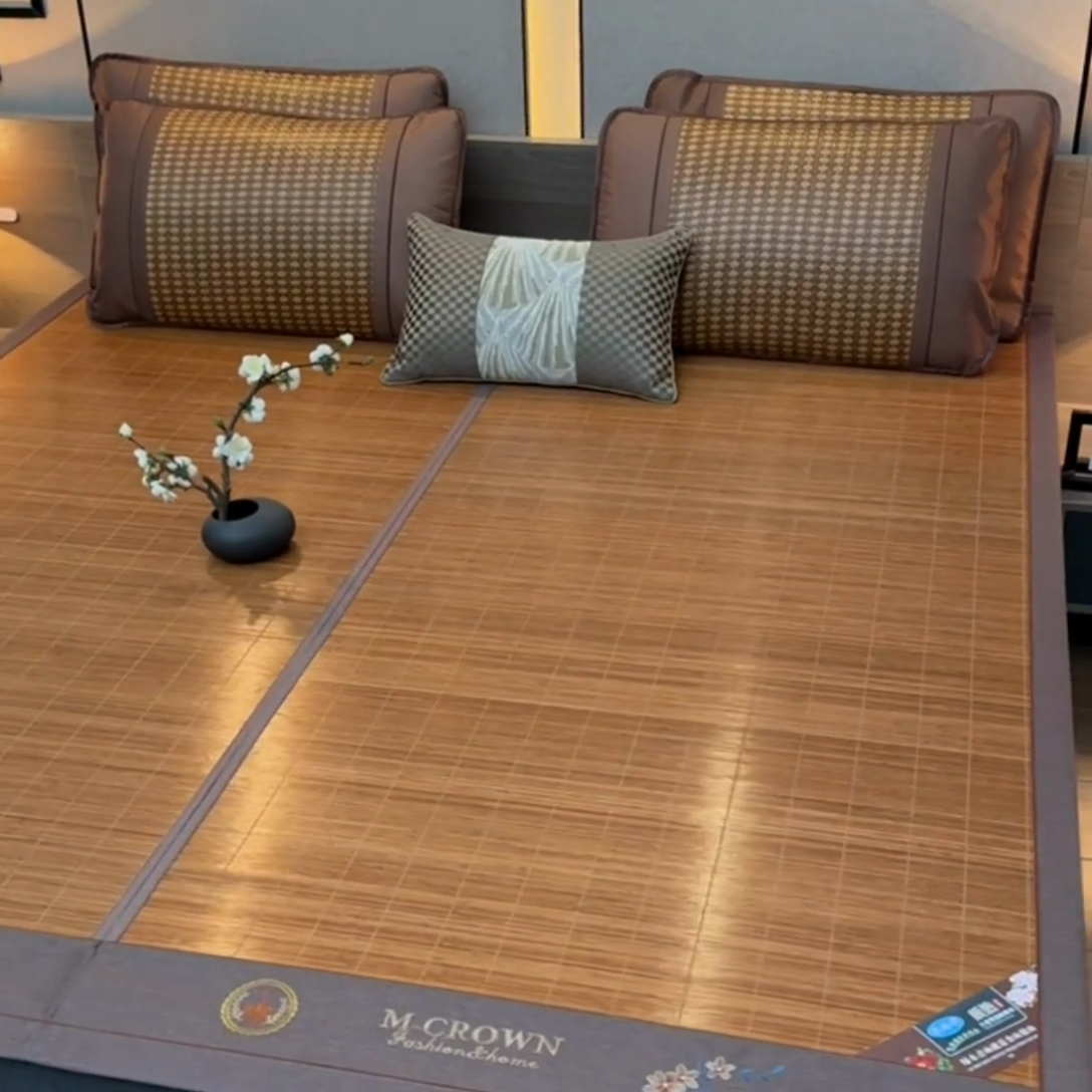 91家纺网 家纺一手货源 找家纺 苏迪凉席竹席2025新款竹席凉席冰丝席碳化双面印花藤草席 雅典-碳化席