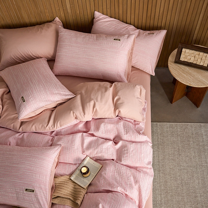 91家纺网 家纺一手货源 找家纺 安莱生活 2025 全棉立体色织提花四件套 摩卡粉