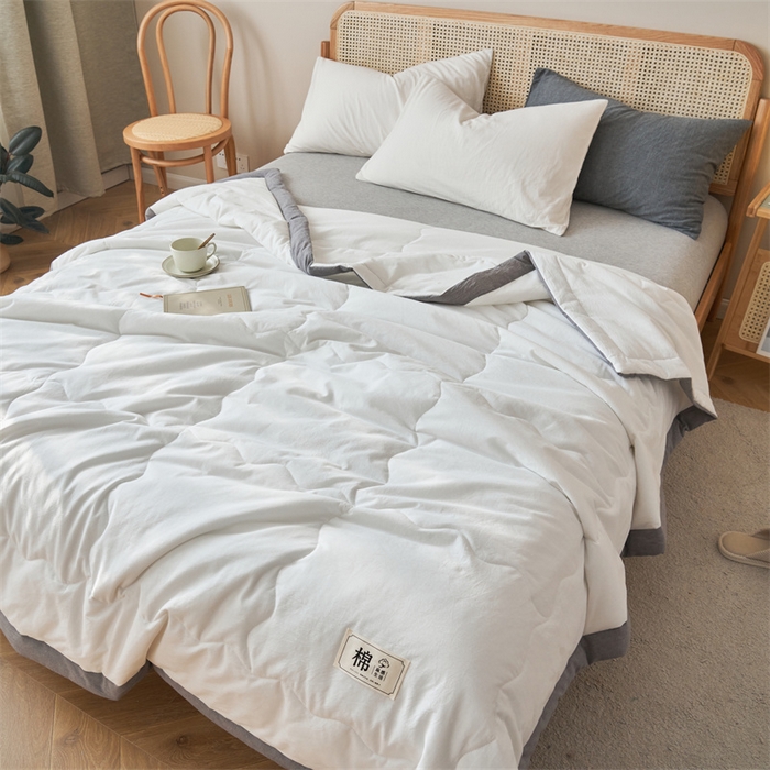 91家纺网 家纺一手货源 找家纺 金鹰 2025新款A类纯棉水洗棉色织棉花夏被全棉空调被夏凉被 本白