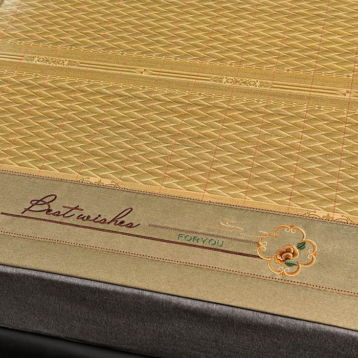 91家纺网 家纺一手货源 找家纺 苏迪凉席竹席2025新款竹席凉席冰丝席碳化双面印花藤草席 金枝玉叶