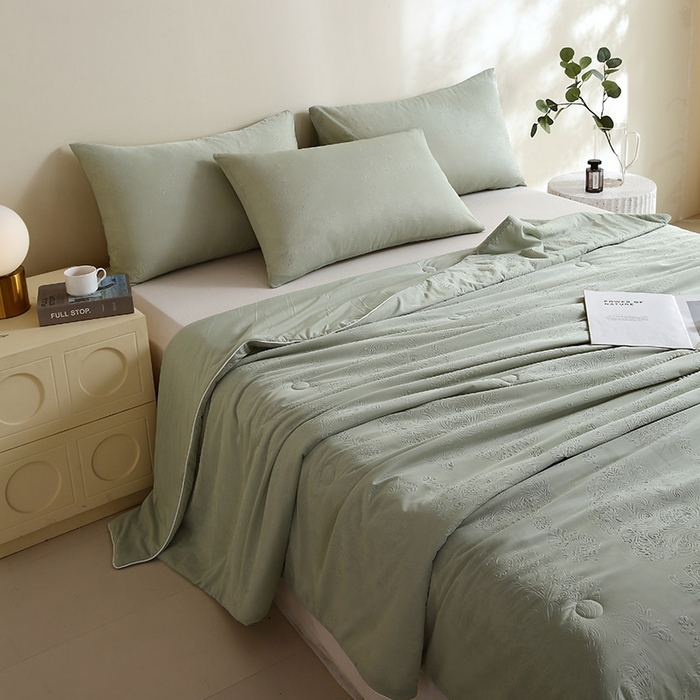 91家纺网 家纺一手货源 找家纺 品乐家纺 2025新款凉感A类可水洗抗菌冰冰被夏被夏凉被空调被被子被芯 冰冰被-绿