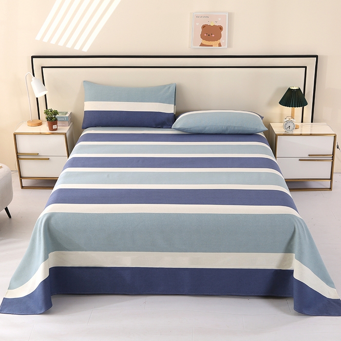 91家纺网 家纺一手货源 找家纺 望淮家纺 2025新款老粗布凉席床单三件套 欢乐时光