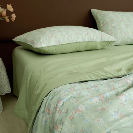 朵美 2025新款50支天丝印花夏被+夏被四件套 绿绮