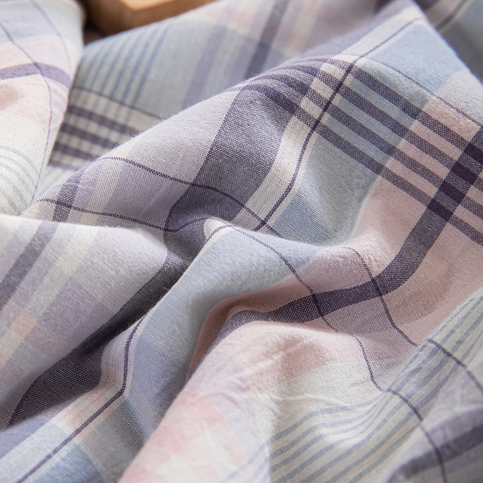 91家纺网 家纺一手货源 找家纺 吾诺 2025 全棉色织水洗棉夏被大豆夏被四件套被子被芯空调被夏凉被 兰粉格