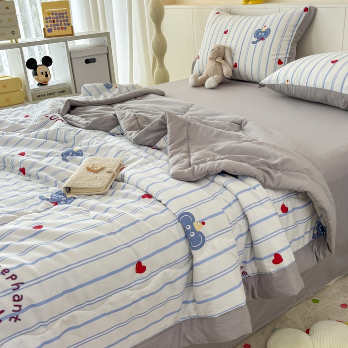 91家纺网 家纺一手货源 找家纺 （总）梦舒羽2025新款小清新系列水洗棉夏被