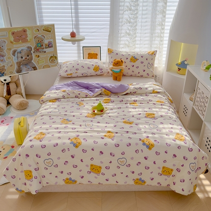 贝扬思 2025新款水洗皱皱纱系列夏被夏凉被空调被（风格一） 甜甜黄油熊