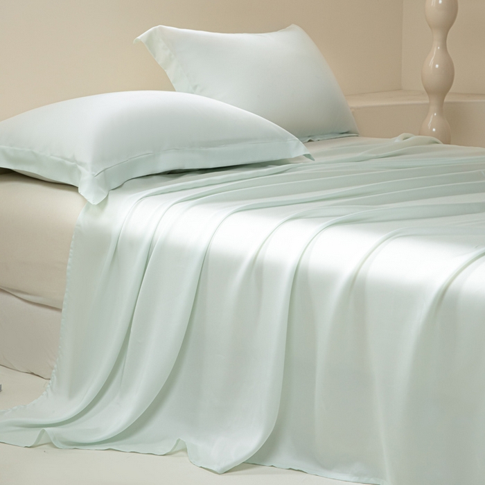 91家纺网 家纺一手货源 找家纺 涵宸 2025新款天丝-天丝棉-纯色单床单-场景2 空绿