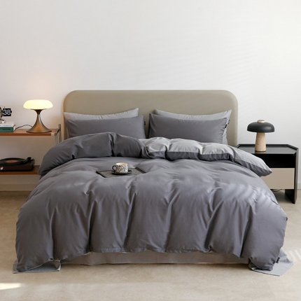 2025年纯色双拼60支纯棉被套 深灰+浅灰