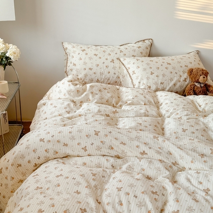 91家纺网 家纺一手货源 找家纺 （总）2025全棉双层纱贝壳边四件套