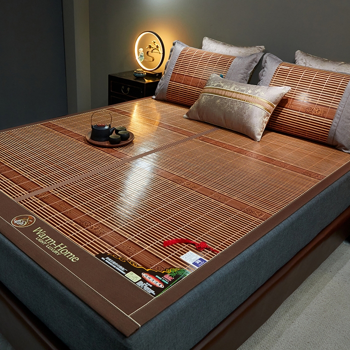 91家纺网 家纺一手货源 找家纺 苏迪凉席竹席2025新款竹席凉席冰丝席碳化双面印花藤草席 国色天香