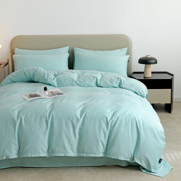 91家纺网 家纺一手货源 找家纺 2025年纯色双拼60支纯棉被套 婴儿蓝