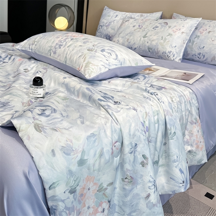 91家纺网 家纺一手货源 找家纺 笙意家纺  2025新款水洗真丝数码印花暗盒款夏被 玫丽盛宴
