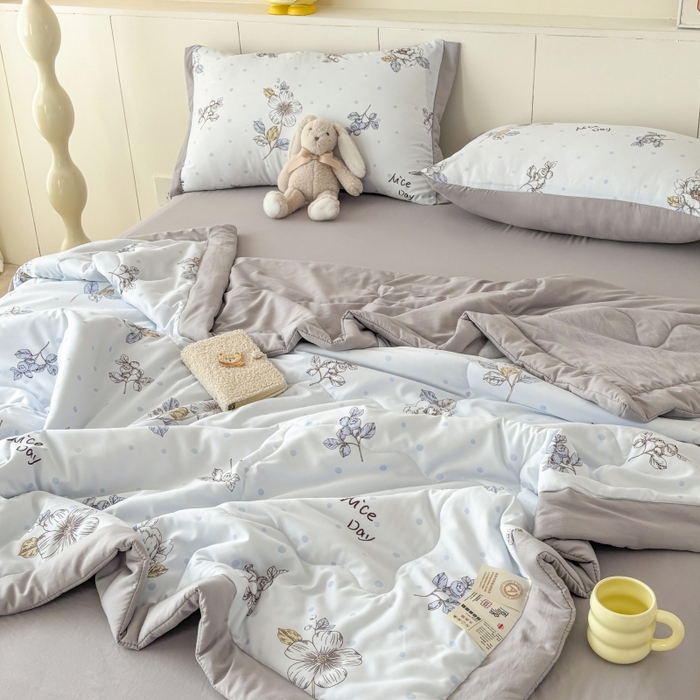 91家纺网 家纺一手货源 找家纺 蕾诺2025春夏新款小清新系列水洗棉夏被夏凉被空调被 幸运波点