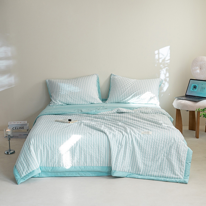 91家纺网 家纺一手货源 找家纺 吾诺 2025 色织立体泡泡棉彩虹系列大豆夏被子被芯夏凉被空调被 彩虹-兰