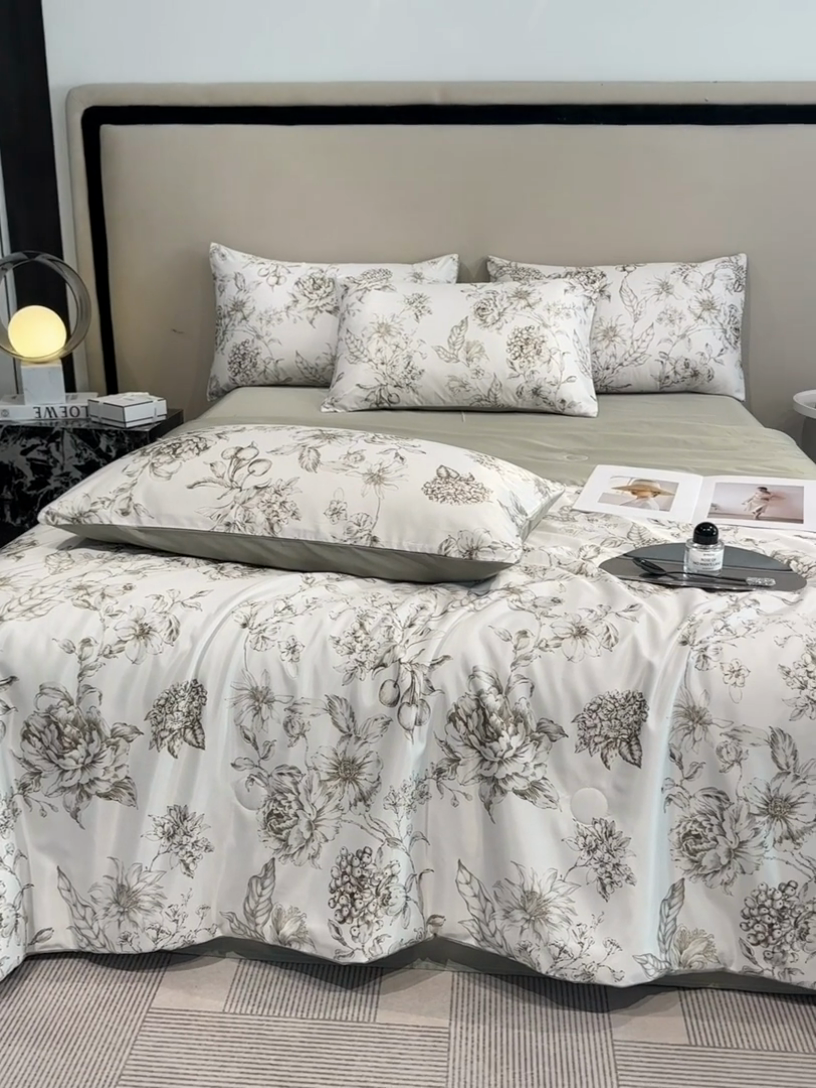 91家纺网 家纺一手货源 找家纺 笙意家纺  2025新款水洗真丝数码印花暗盒款夏被 时宜