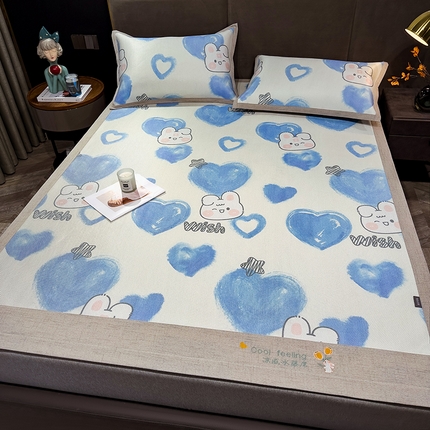 摩妮卡 2025新款数码印花冰藤席床席款三件套 小甜心