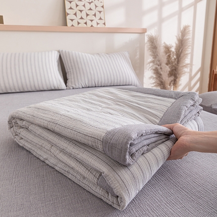 91家纺网 家纺一手货源 找家纺 （总）吾诺 2025 全棉色织泡泡棉双层纱夏被大豆夏被全棉夏被四件套被子被芯