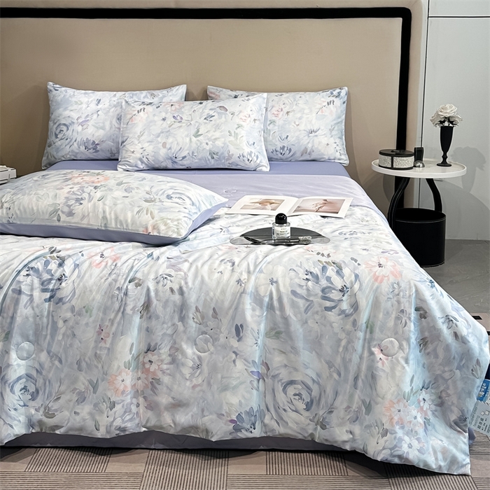 91家纺网 家纺一手货源 找家纺 笙意家纺  2025新款水洗真丝数码印花暗盒款夏被 玫丽盛宴