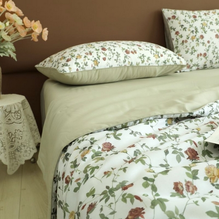 朵美 2025新款50支天丝印花夏被+夏被四件套 烂漫-红