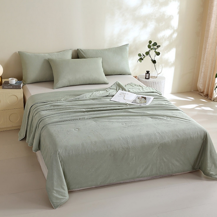 91家纺网 家纺一手货源 找家纺 品乐家纺 2025新款凉感A类可水洗抗菌冰冰被夏被夏凉被空调被被子被芯 冰冰被-绿