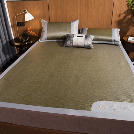 91家纺网 家纺一手货源 找家纺 （总）摩妮卡 2025新款刺绣双面冰藤席床席款三件套