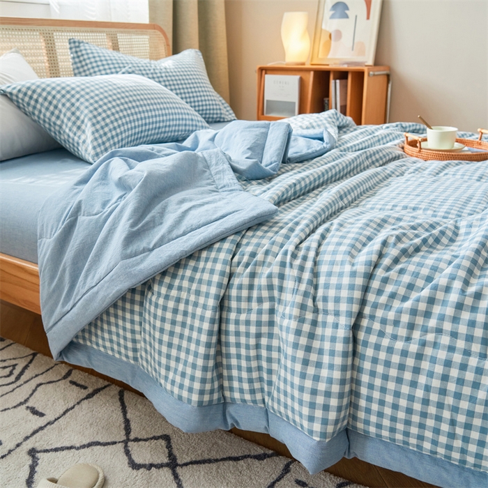 91家纺网 家纺一手货源 找家纺 （总）金鹰 2025新款A类纯棉水洗棉色织棉花夏被四件套全棉空调被夏凉被