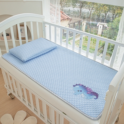 宅部落 2025新款凉感豆豆儿童卡通凉席 小海马-深蓝