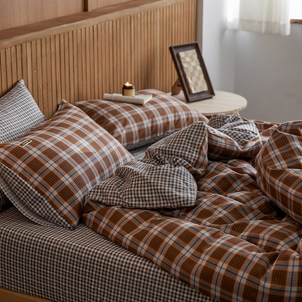 安莱生活 2025 全棉双层纱苏格兰格纹系列四件套 套格